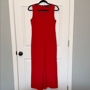 Banana Republic Vibrant Red V-Neck Jumpsuit